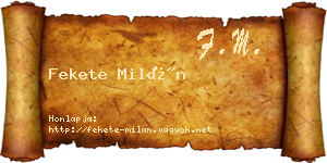 Fekete Milán névjegykártya